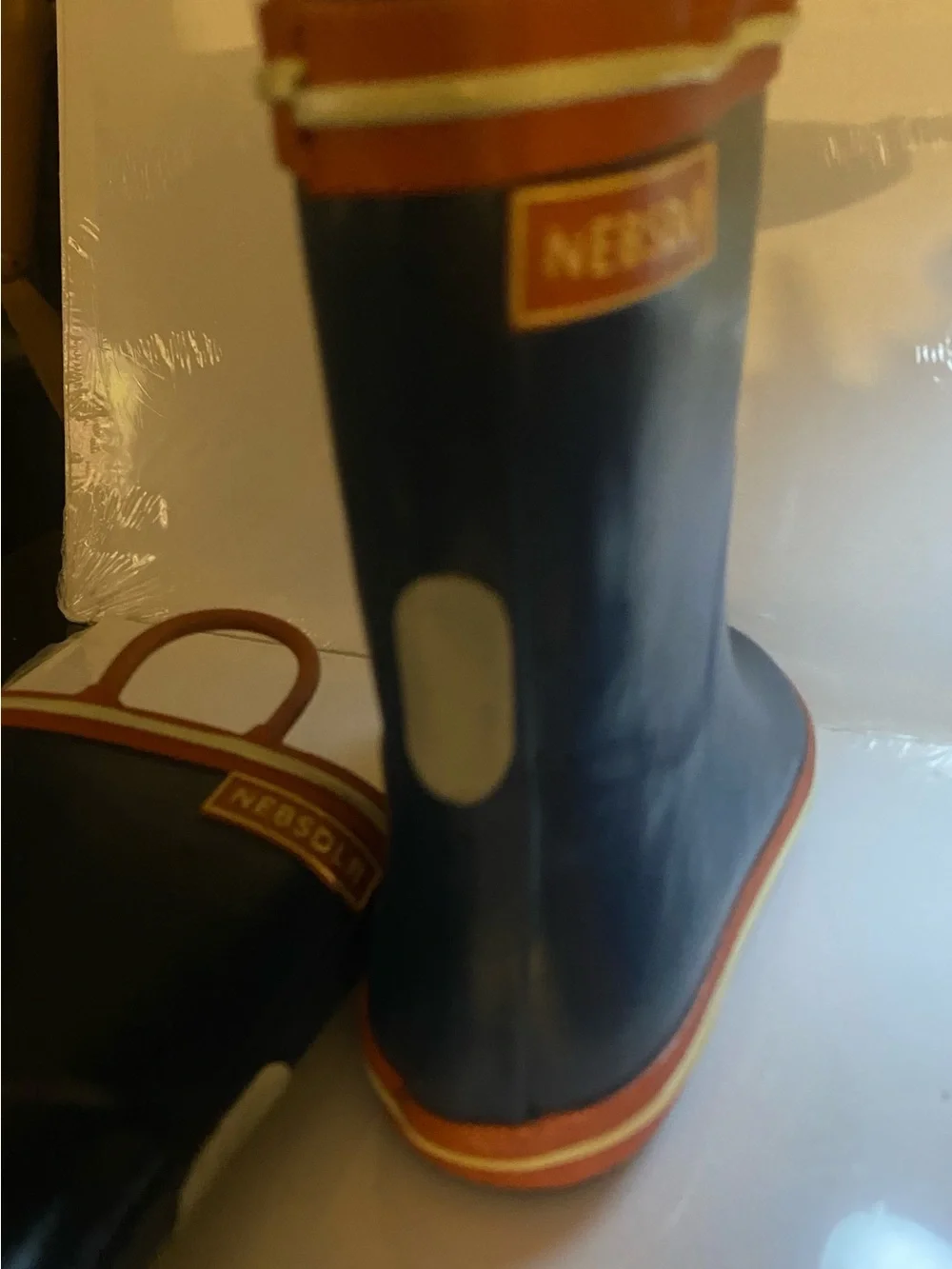 Source Unknown Navy Kids Rain Boots with Orange Trim